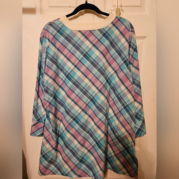 #305 LLBean- Orange or Purple V-Neck Plaid Tunic Tops- Sz. XL- - Picture 10 of 14
